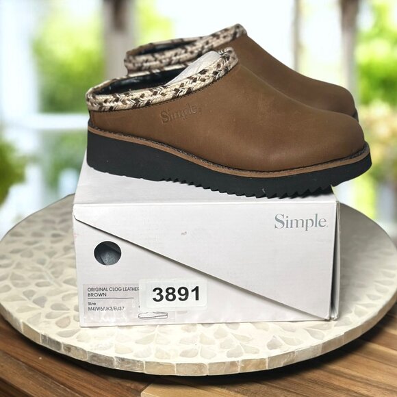 Simple $149 Leather Clog Mules Women’s 6 Brown Platform Slip-On Boho Comfortcore - Picture 10 of 14